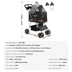 Lightweight Pet Stroller with Brakes