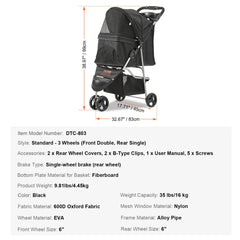 Lightweight Pet Stroller with Brakes