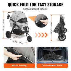 Lightweight Pet Stroller with Brakes