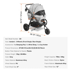 Lightweight Pet Stroller with Brakes