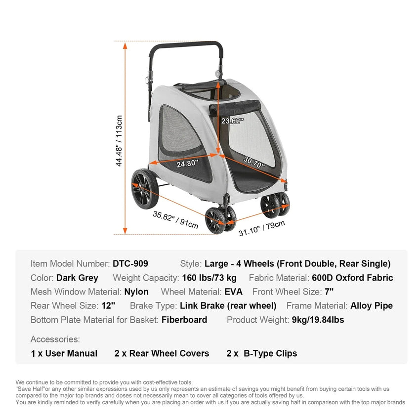 Lightweight Pet Stroller with Brakes